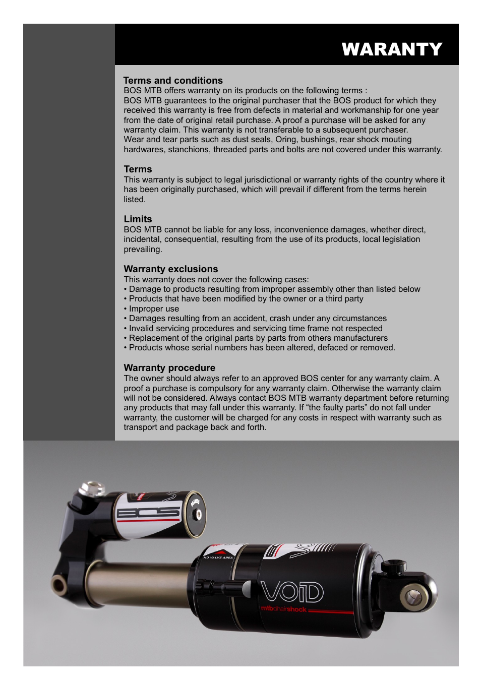 Waranty | Bos VOID 2014 User manual User Manual | Page 2 / 9