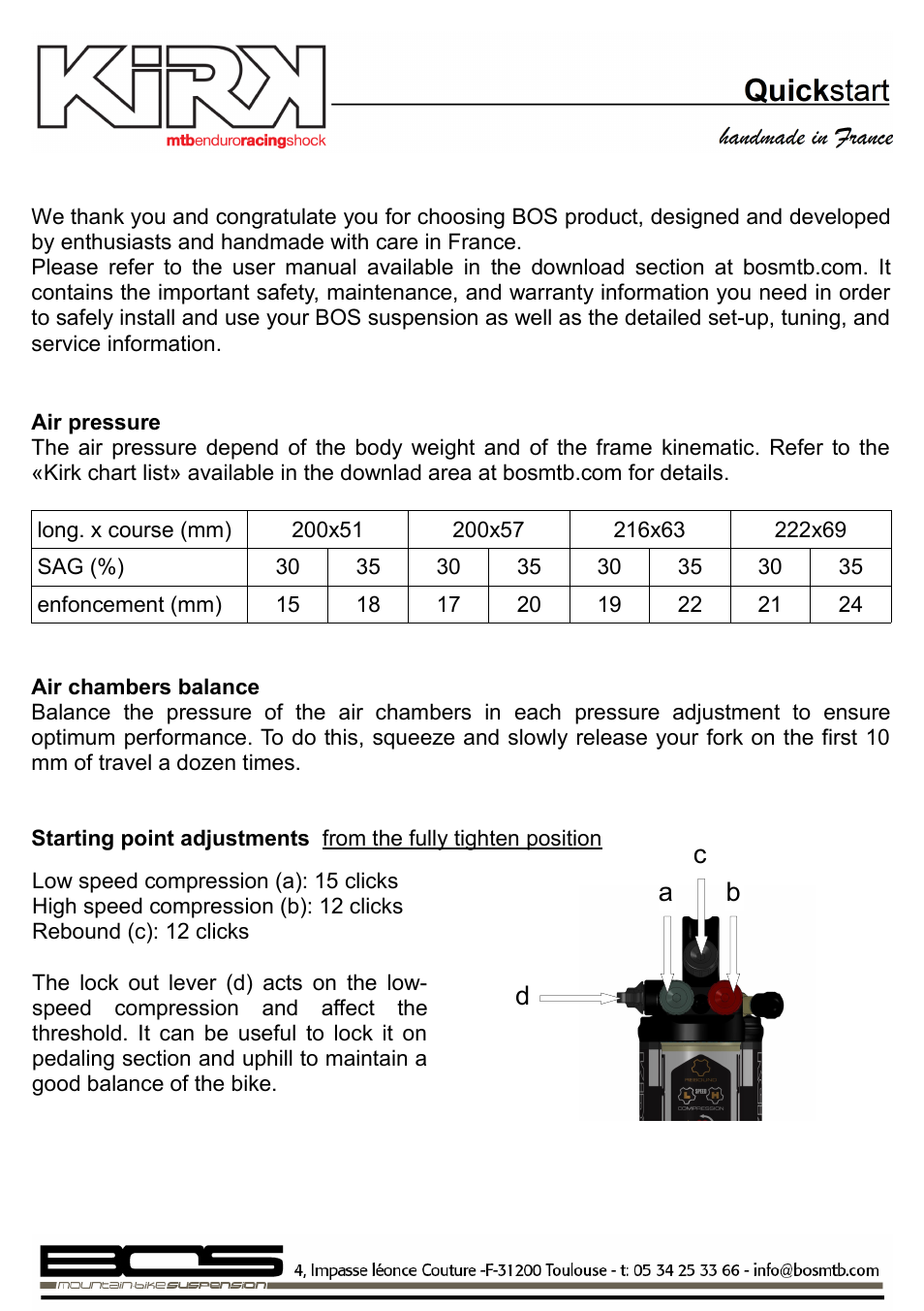 Bos KIRK 2014 Manual startup User Manual | 1 page
