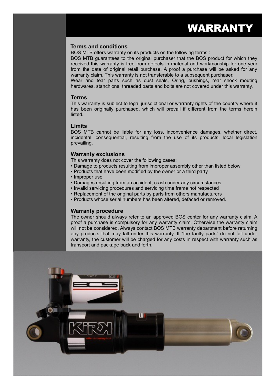 Warranty | Bos KIRK 2014 User manual User Manual | Page 2 / 9