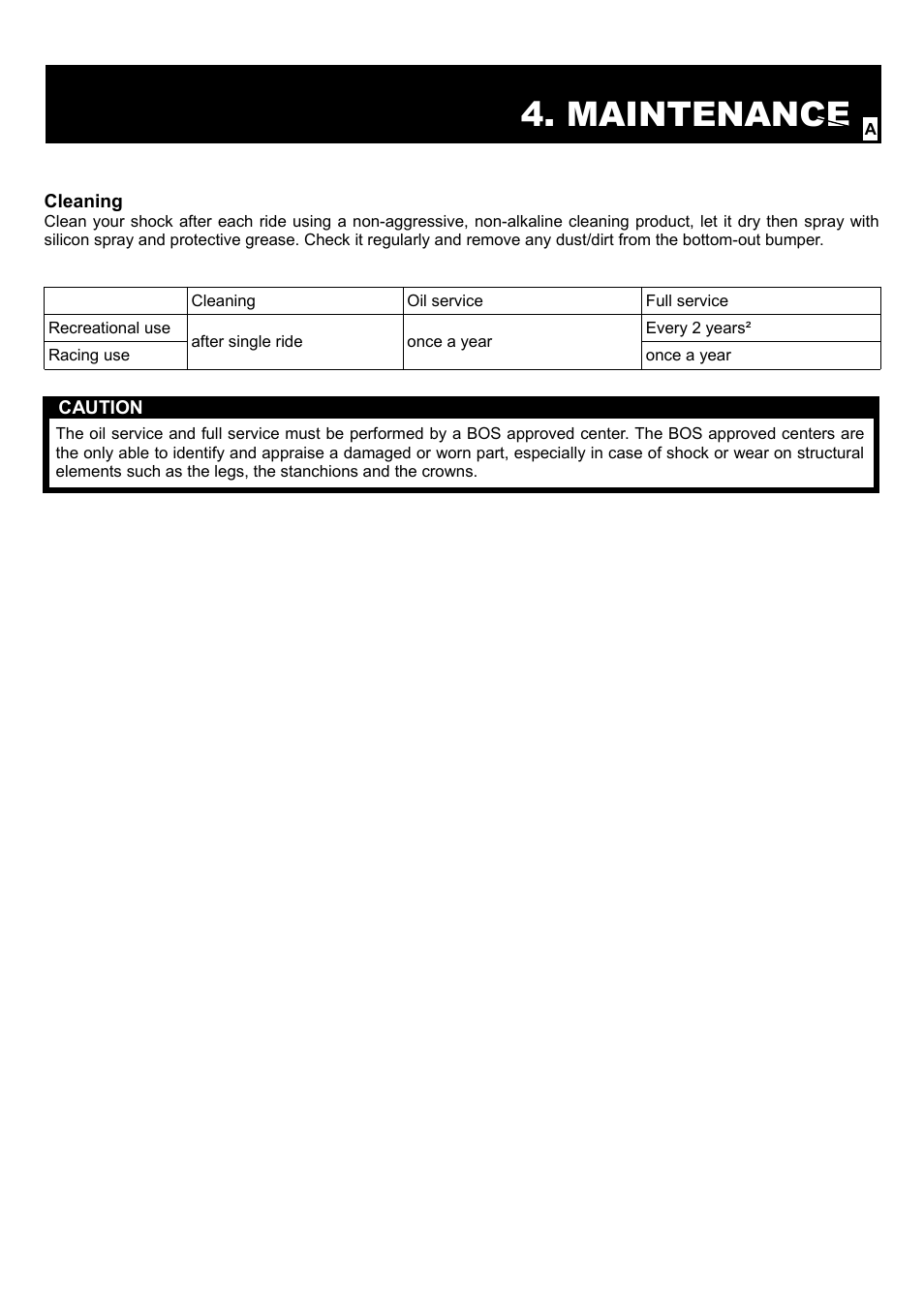 Maintenance | Bos KIRK 2014 User manual User Manual | Page 8 / 9