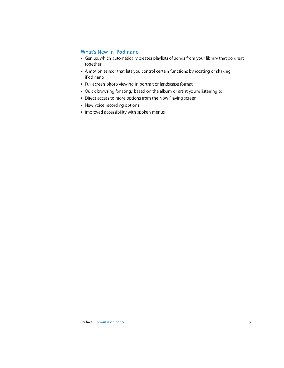 What’s new in ipodnano | Apple iPod nano User Manual | Page 5 / 80