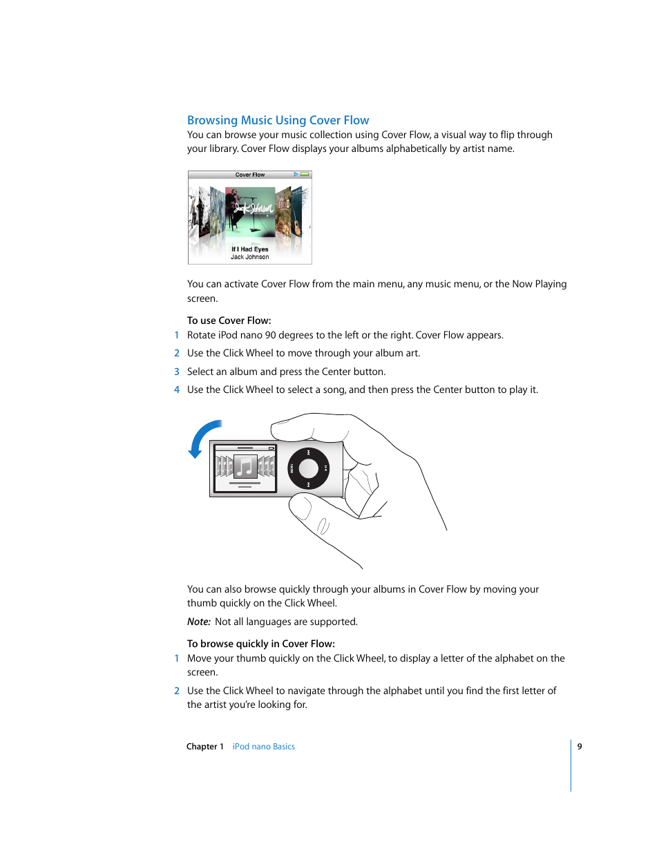 Browsing music using cover flow | Apple iPod nano User Manual | Page 9 / 80