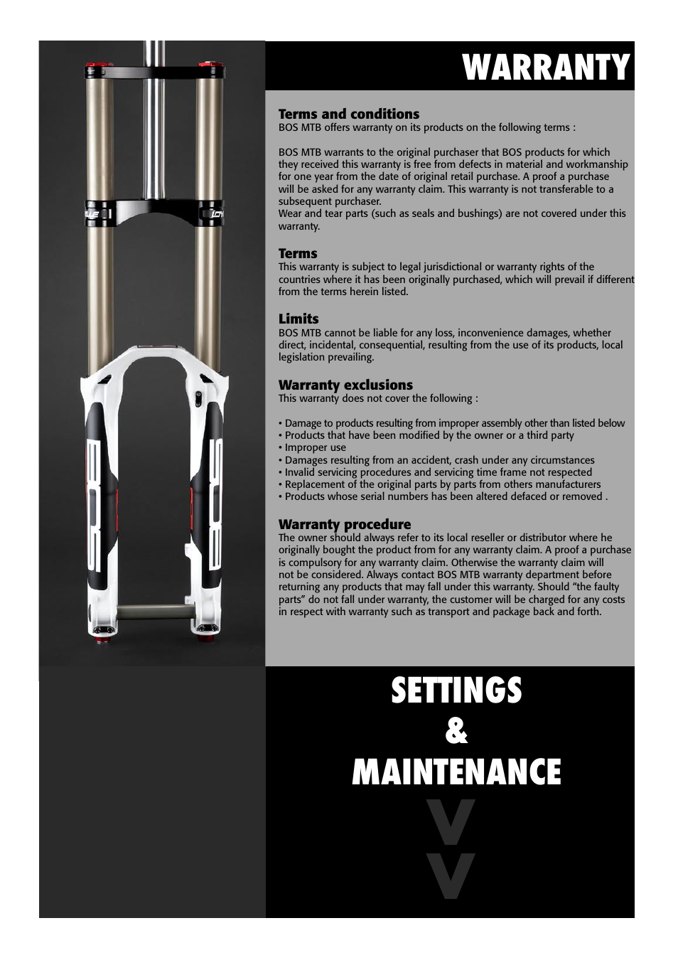 Settings & maintenance, Warranty | Bos Idylle 2011-2013 User Manual | Page 2 / 6