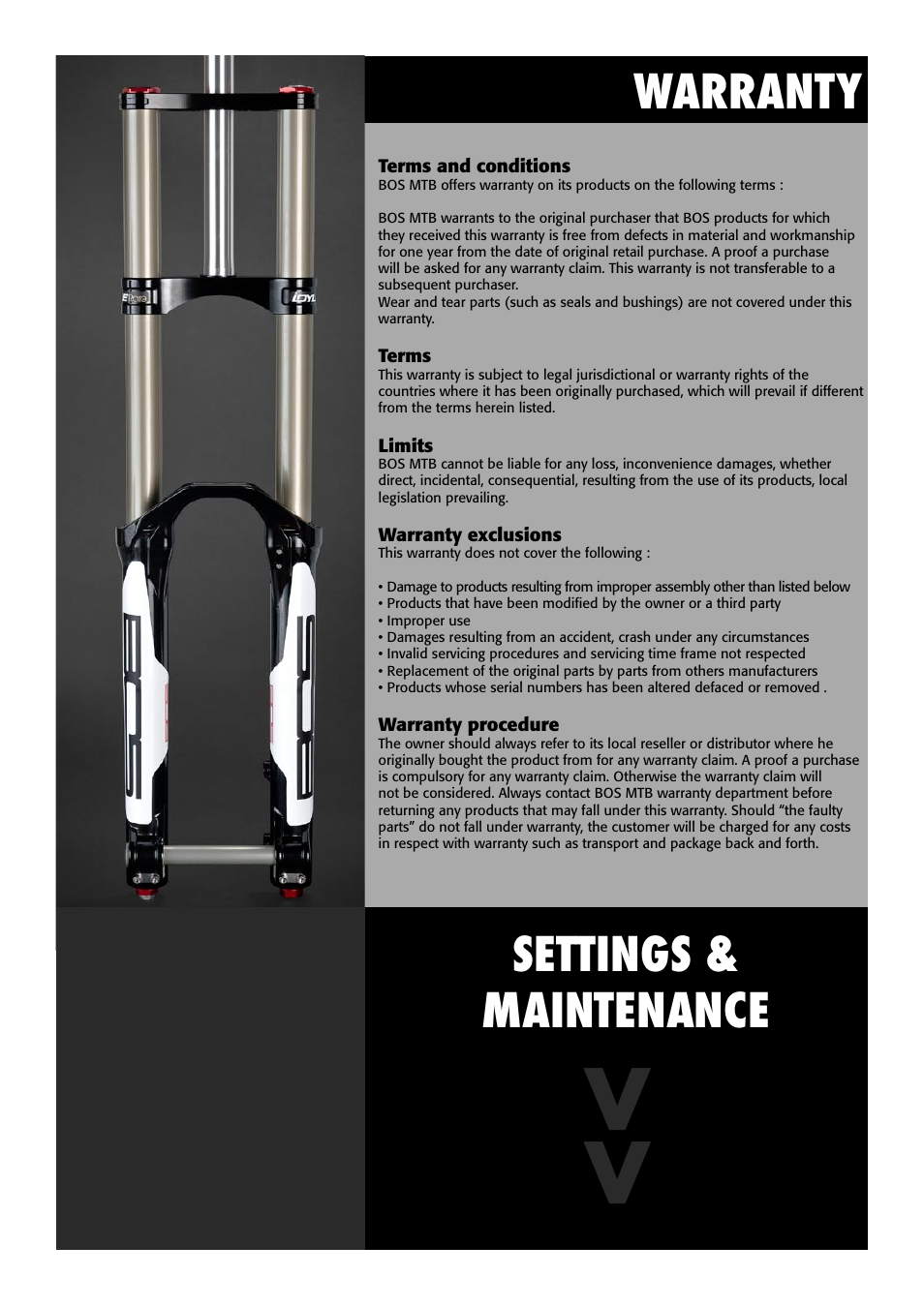 Settings & maintenance warranty | Bos IdylleRare 2010 2013 User manual User Manual | Page 2 / 6