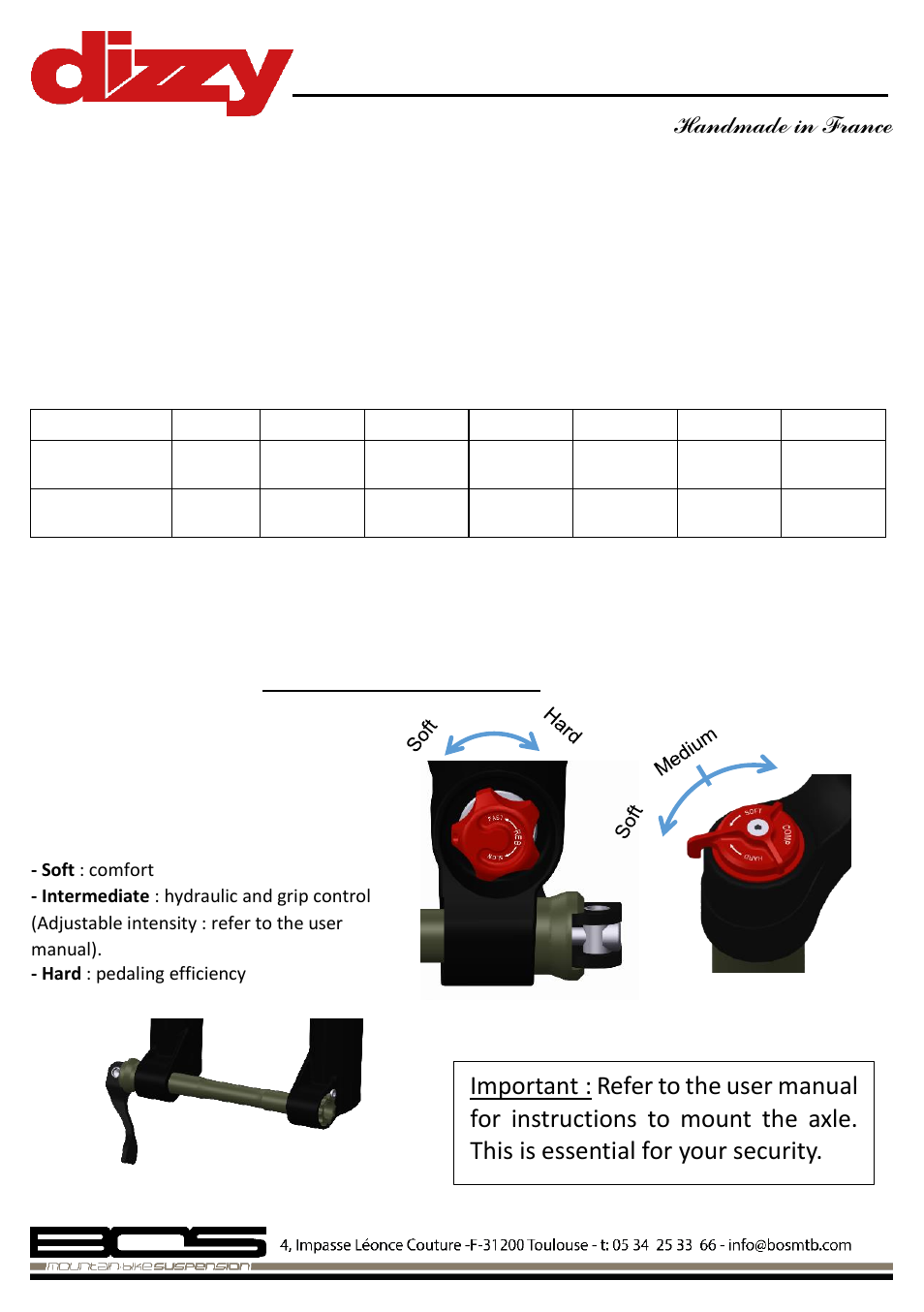 Bos Dizzy 2014 Manual startup User Manual | 1 page