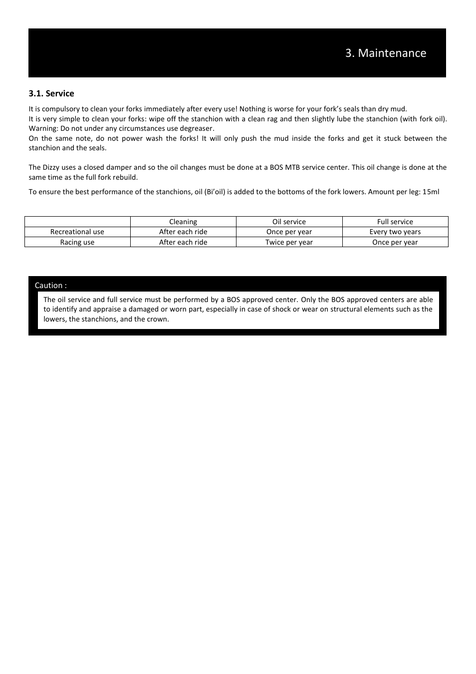 Maintenance 11, Service | Bos Dizzy 2014 User manual User Manual | Page 8 / 9