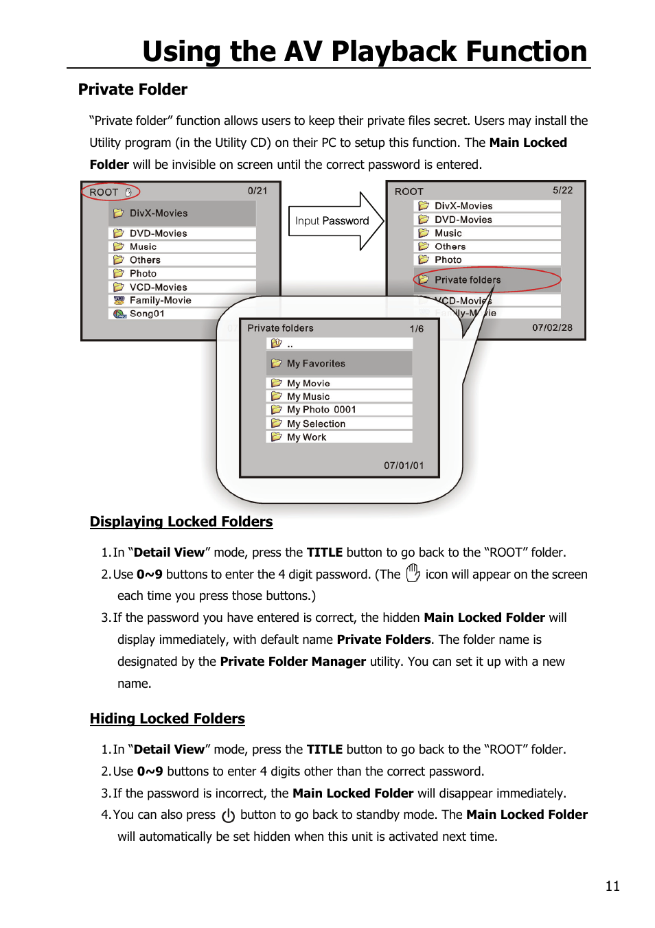 Using the av playback function | Mobile Video HDD HV356T User Manual | Page 15 / 48