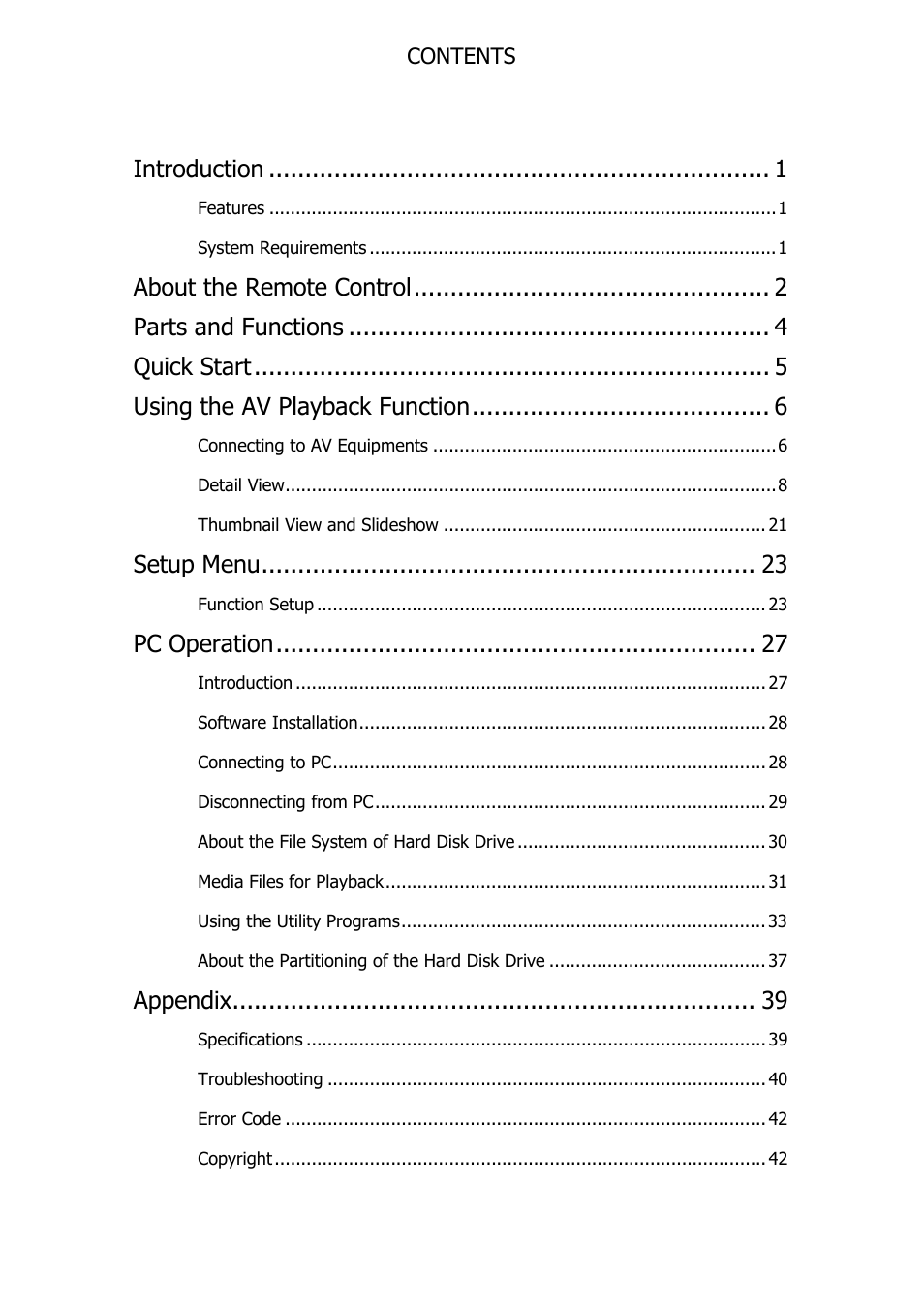 Mobile Video HDD HV356T User Manual | Page 3 / 48