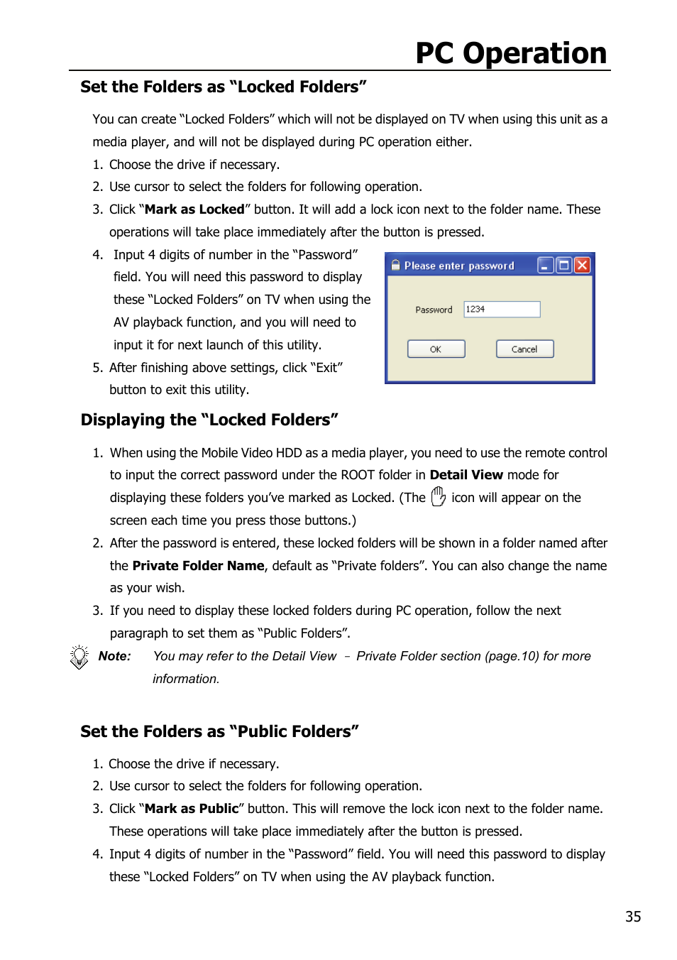 Pc operation | Mobile Video HDD HV356T User Manual | Page 39 / 48