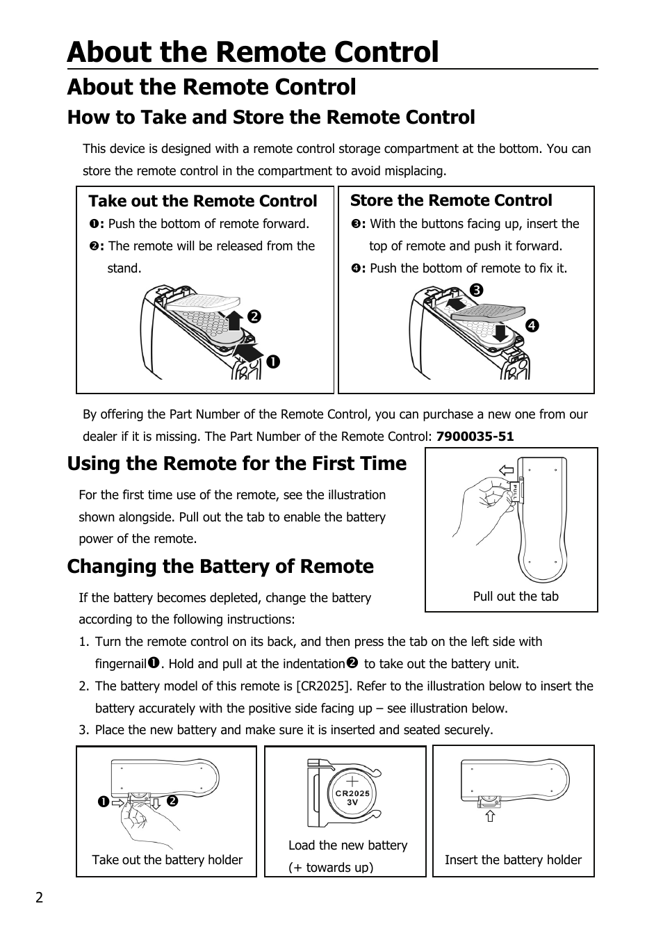 About the remote control, How to take and store the remote control, Using the remote for the first time | Changing the battery of remote | Mobile Video HDD HV356T User Manual | Page 6 / 48