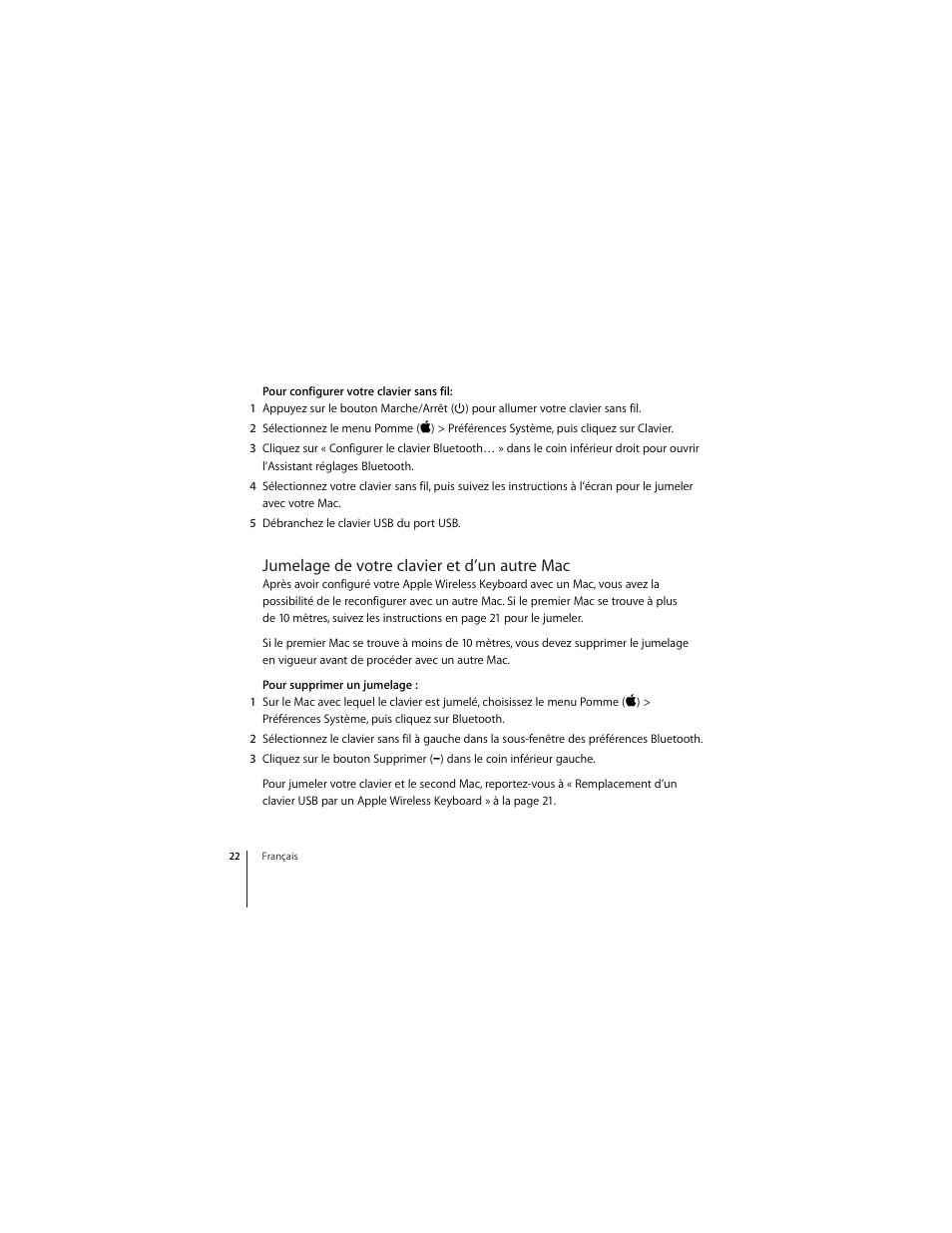 Jumelage de votre clavier et d’un autre mac | Apple Wireless  Keyboard User Manual | Page 22 / 52