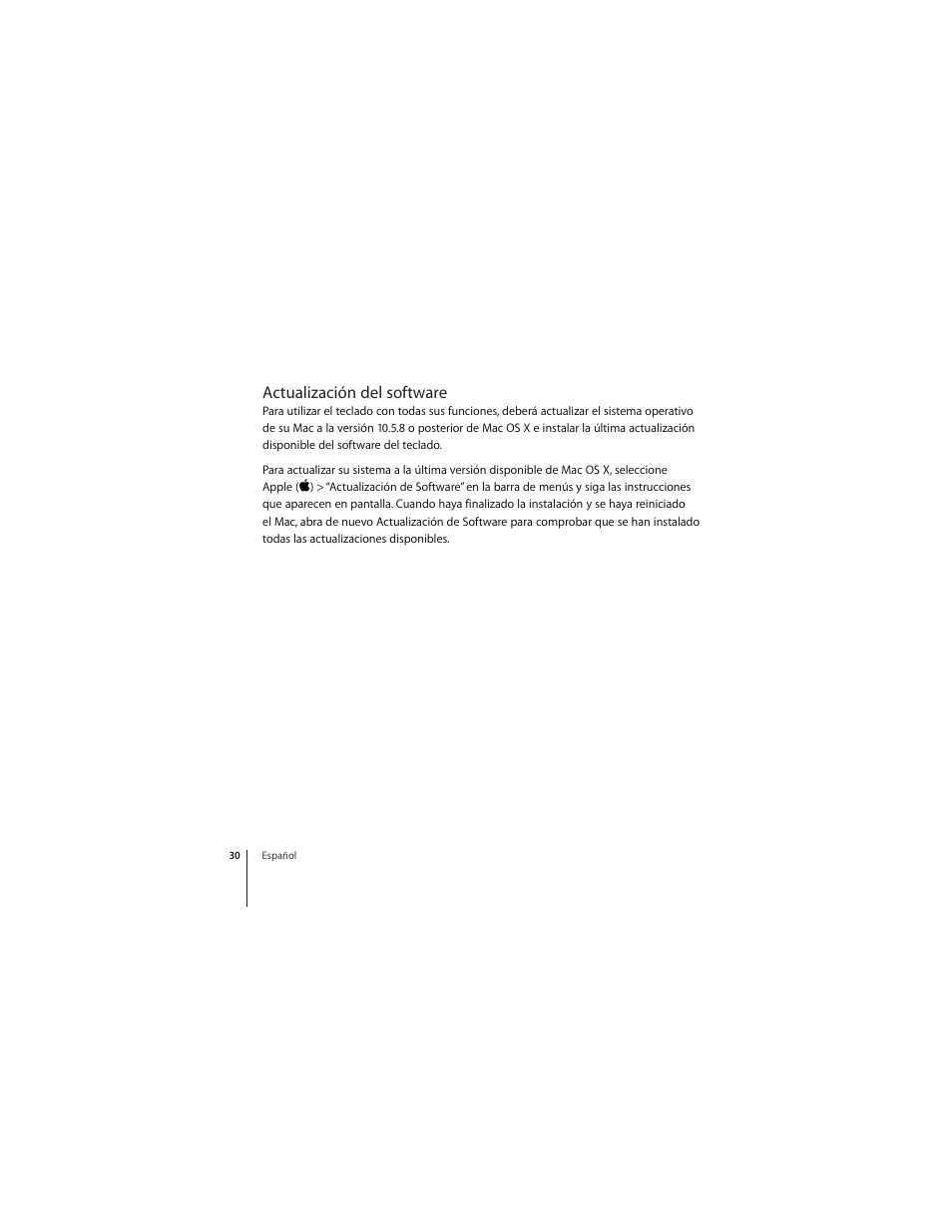 Actualización del software | Apple Wireless  Keyboard User Manual | Page 30 / 52