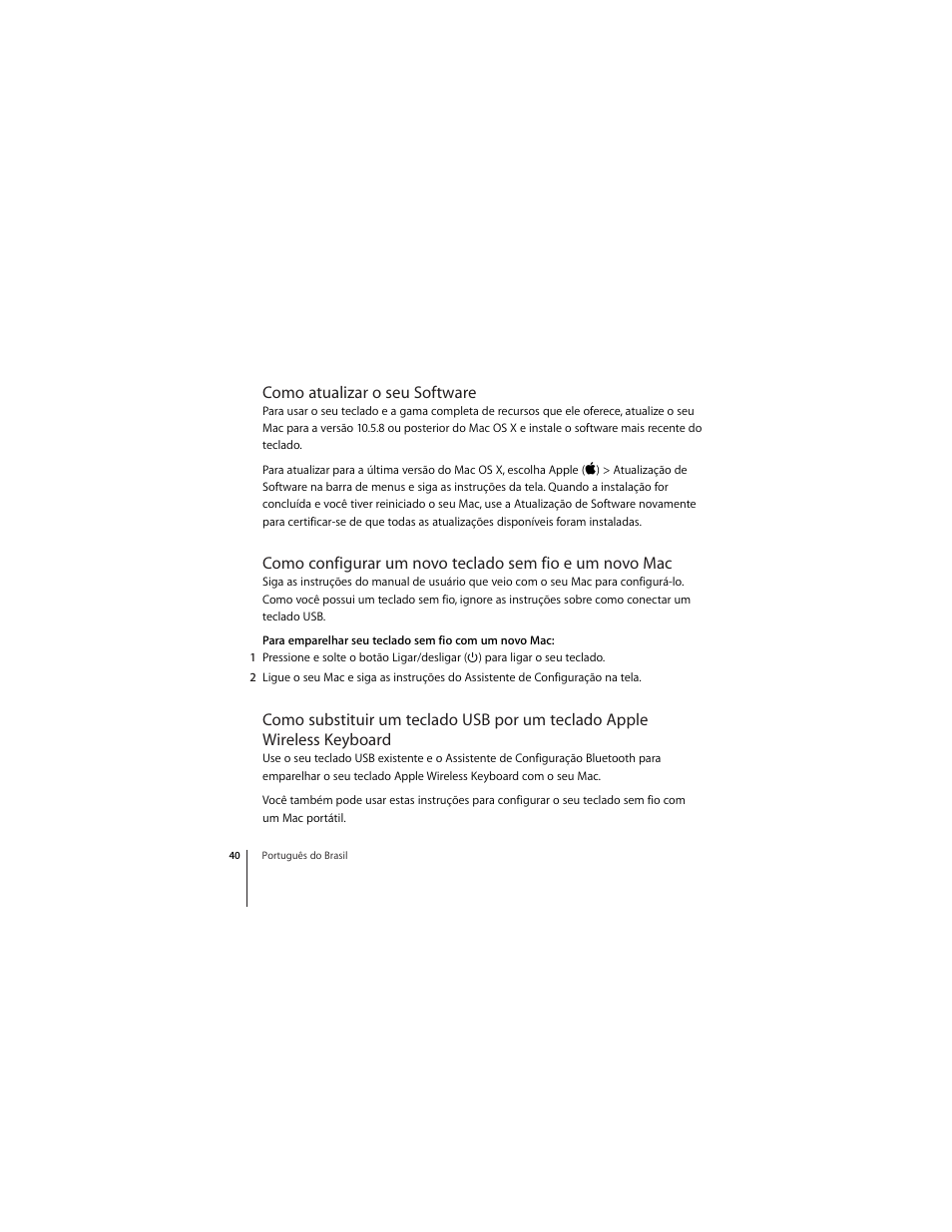 Como atualizar o seu software | Apple Wireless  Keyboard User Manual | Page 40 / 52