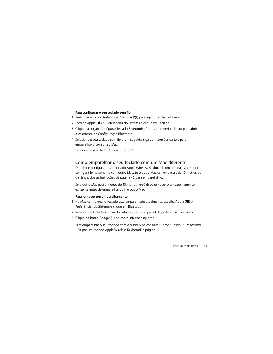 Como emparelhar o seu teclado com um mac diferente | Apple Wireless  Keyboard User Manual | Page 41 / 52