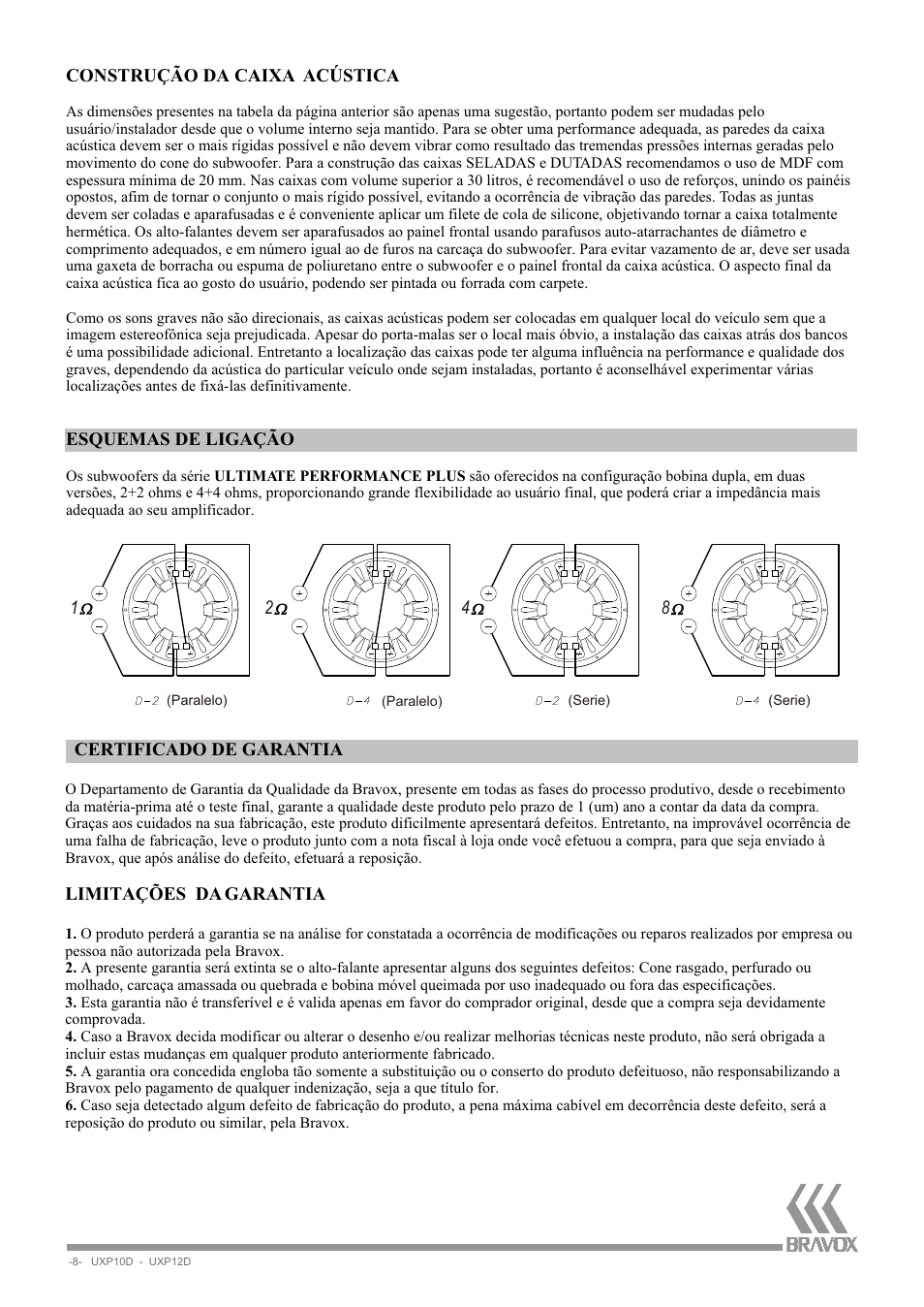 Bravox Linha UXP User Manual | Page 8 / 12