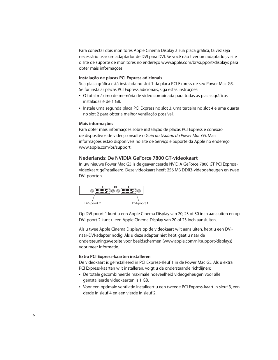 Nederlands:de nvidia geforce 7800 gt-videokaart | Apple NVIDIA GeForce 7800 GT Graphics Card User Manual | Page 6 / 12