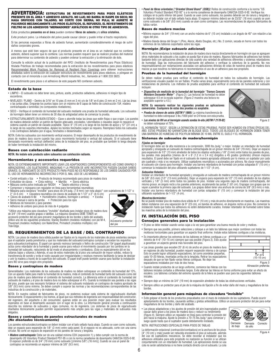 Advertencia | Bruce Westchester Strip User Manual | Page 6 / 7