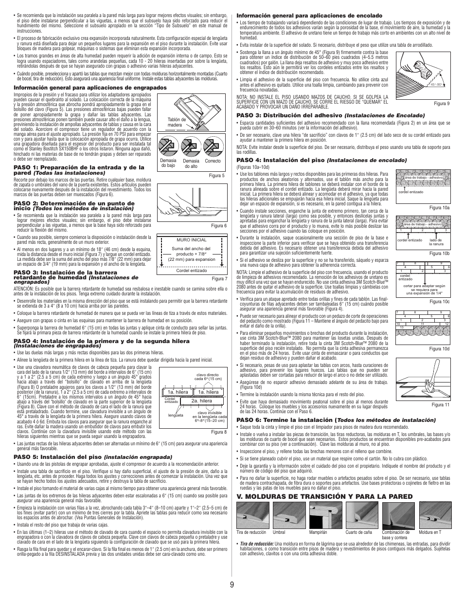V. molduras de transición y para la pared | Bruce Natural Reflections User Manual | Page 9 / 10