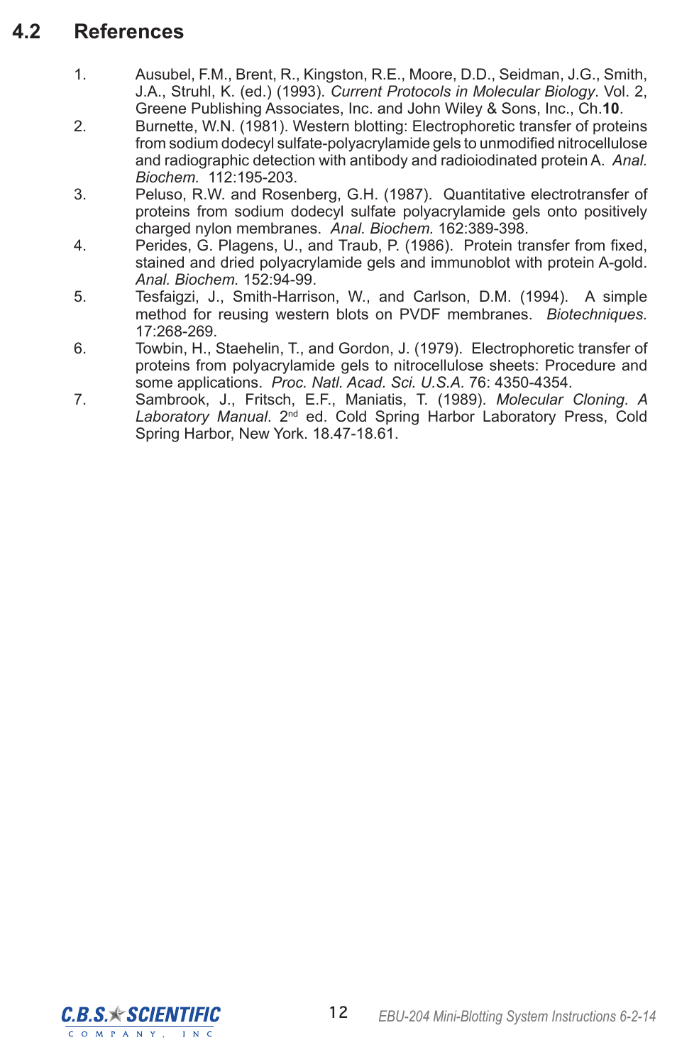 2 references | C.B.S. Scientific EBU-204 User Manual | Page 12 / 16