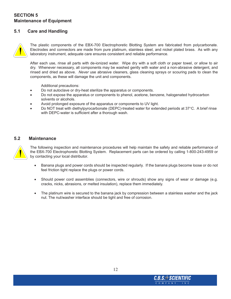 C.B.S. Scientific EBX-700 User Manual | Page 12 / 16