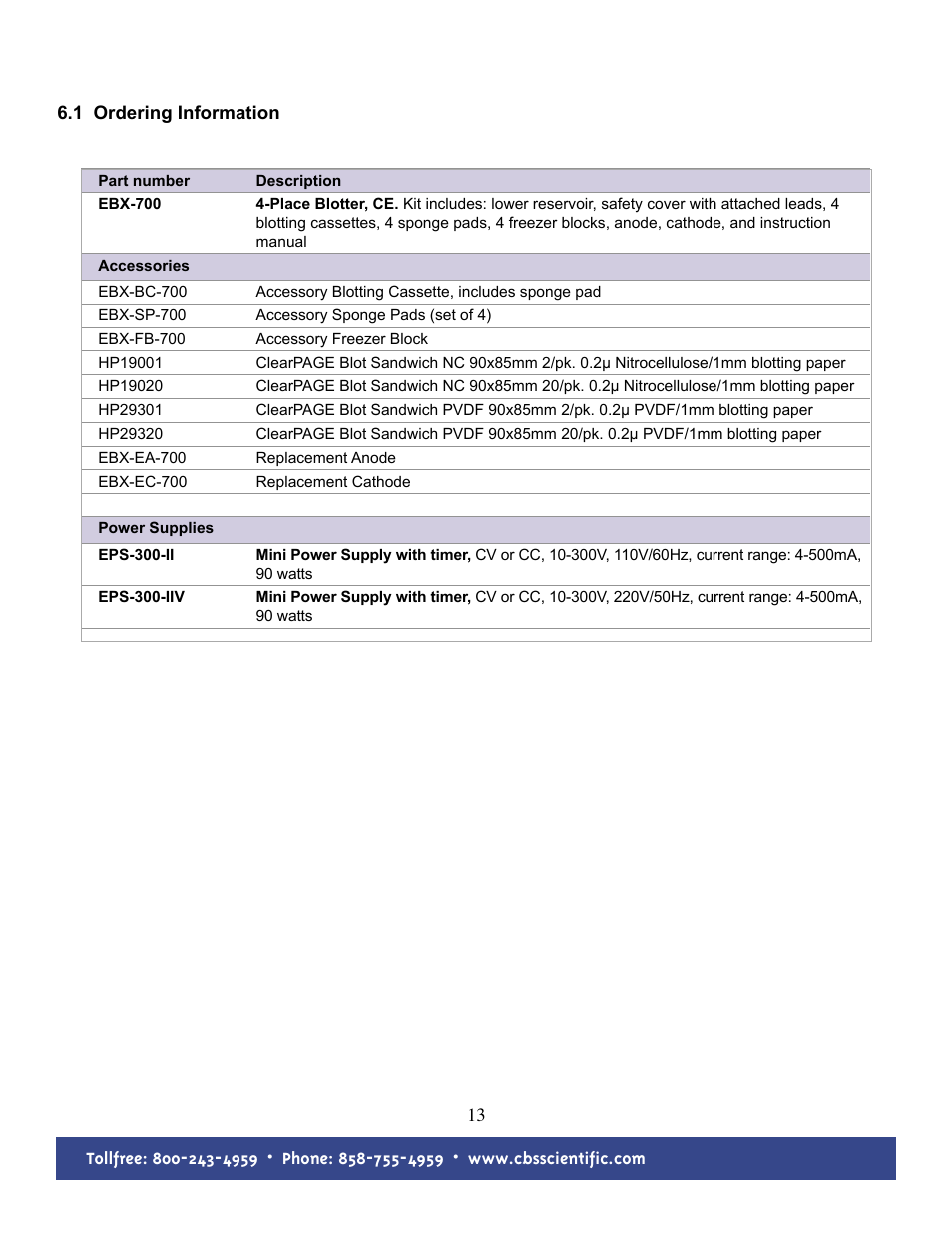 C.B.S. Scientific EBX-700 User Manual | Page 13 / 16