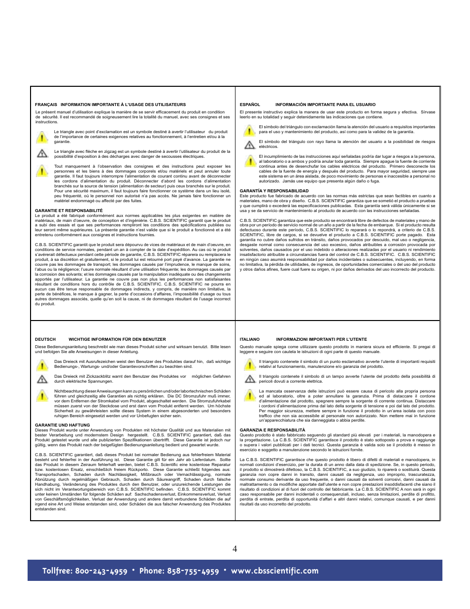 C.B.S. Scientific EBX-700 User Manual | Page 4 / 16