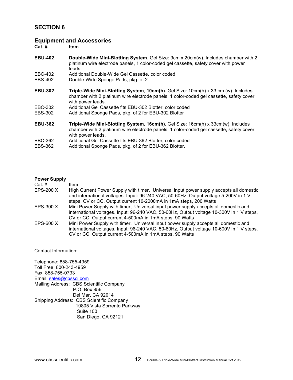 C.B.S. Scientific EBU-402 User Manual | Page 12 / 12