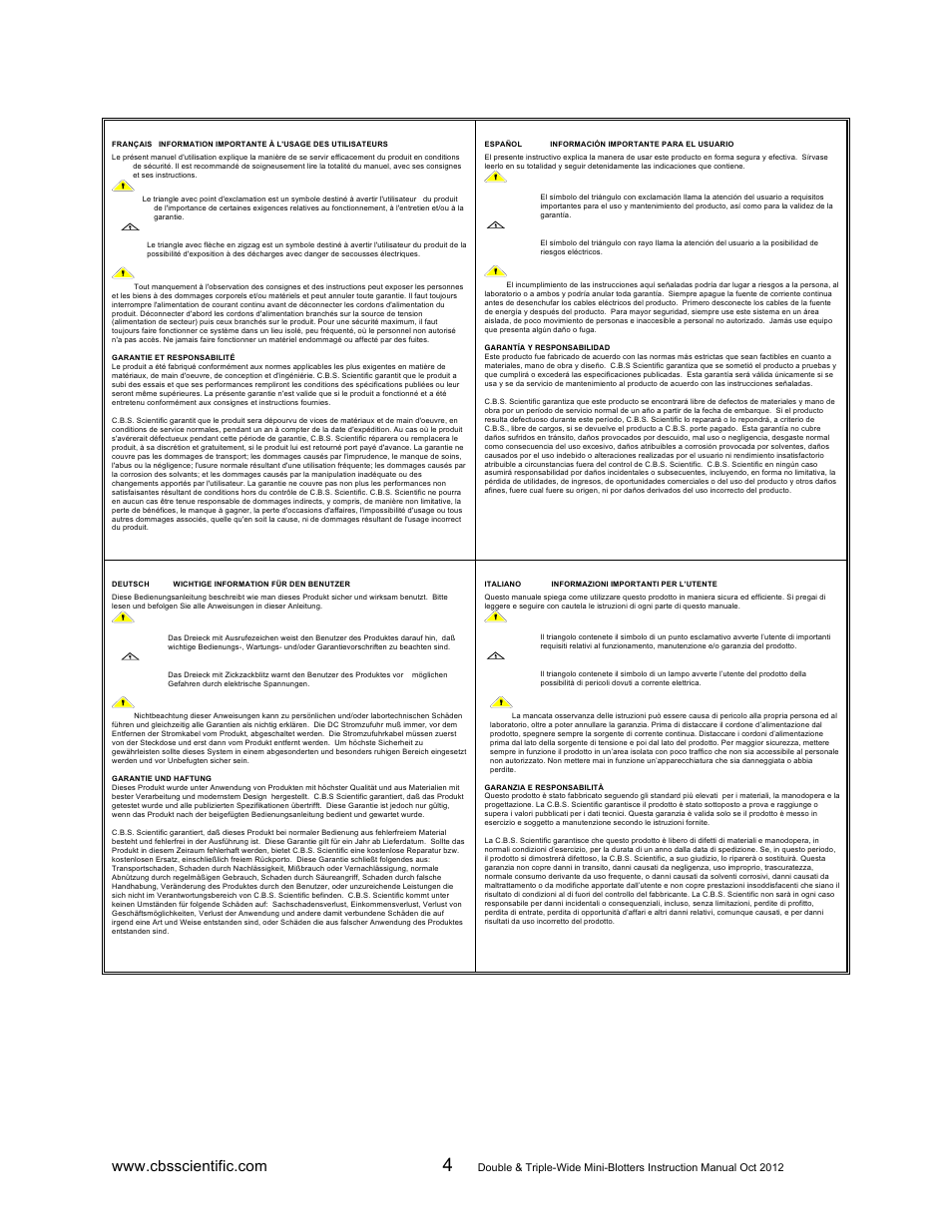 C.B.S. Scientific EBU-402 User Manual | Page 4 / 12