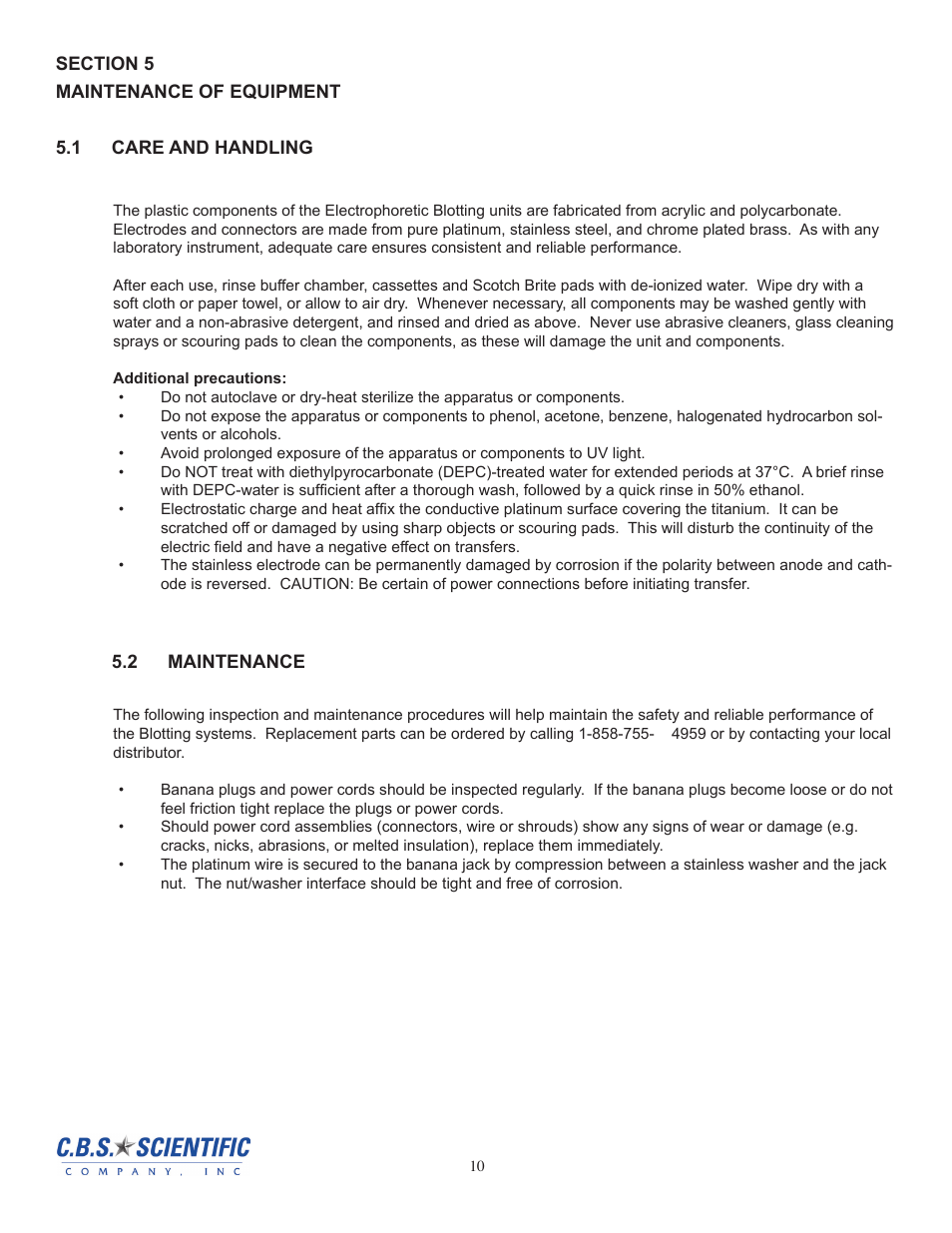 C.B.S. Scientific EBU-222 User Manual | Page 10 / 12