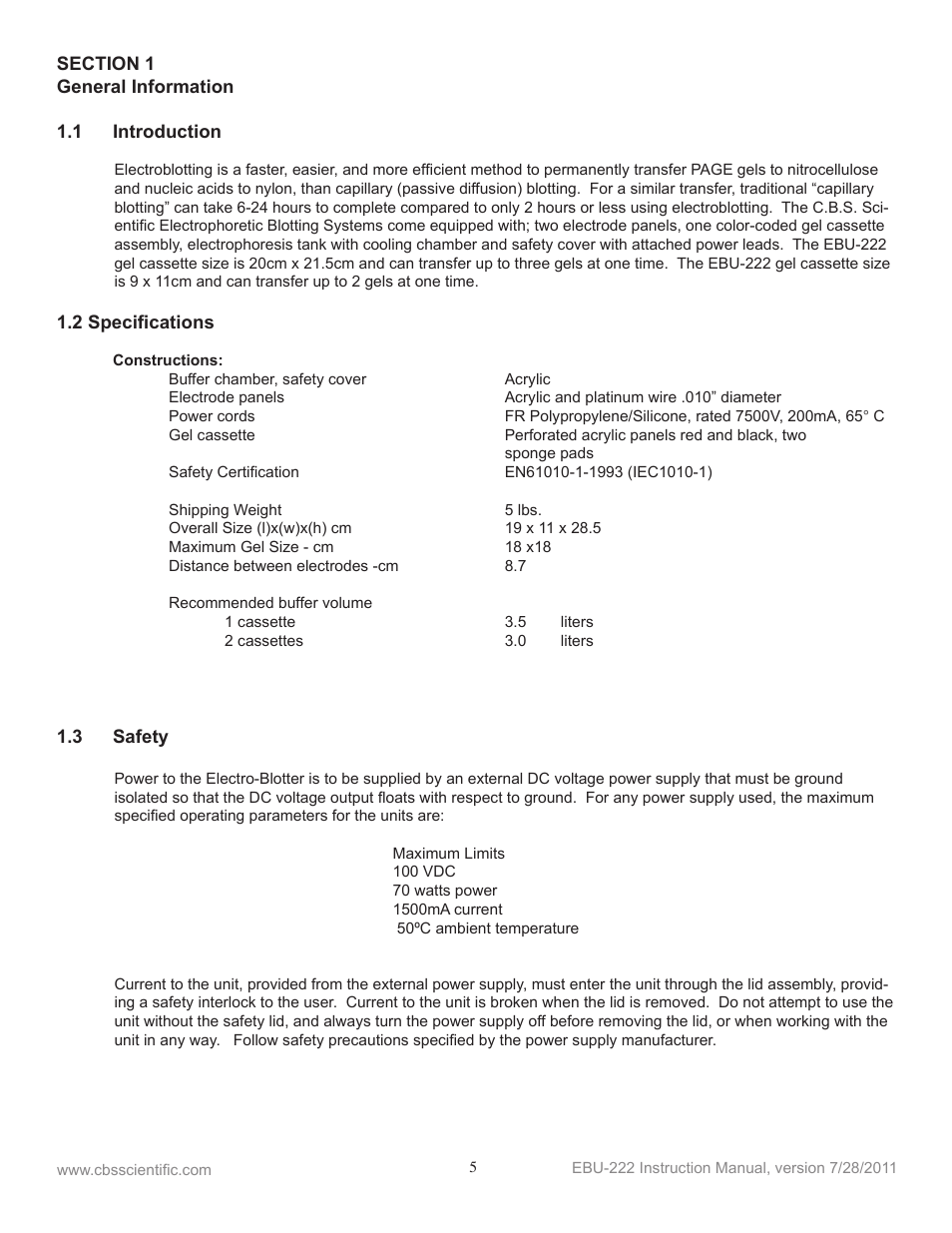 C.B.S. Scientific EBU-222 User Manual | Page 5 / 12