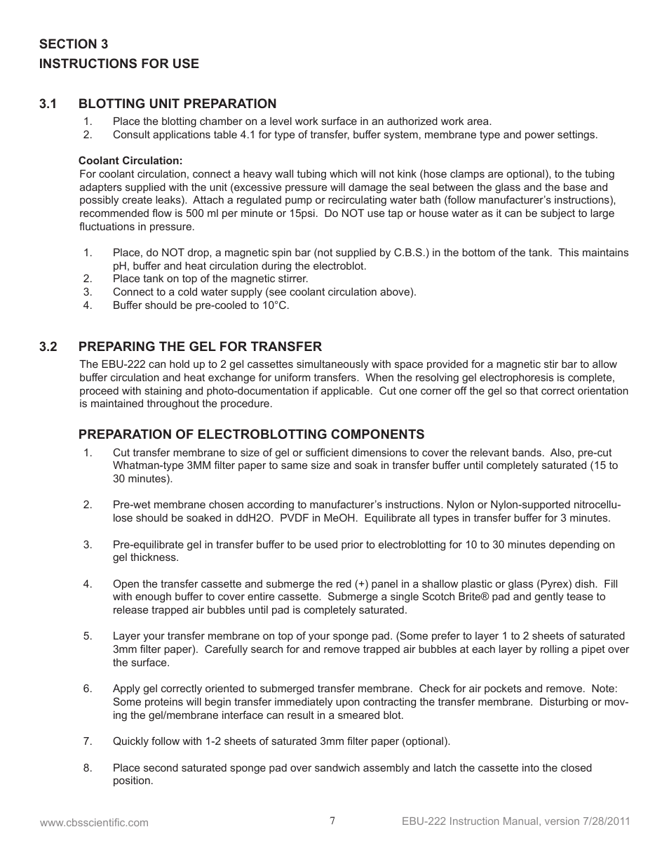 C.B.S. Scientific EBU-222 User Manual | Page 7 / 12