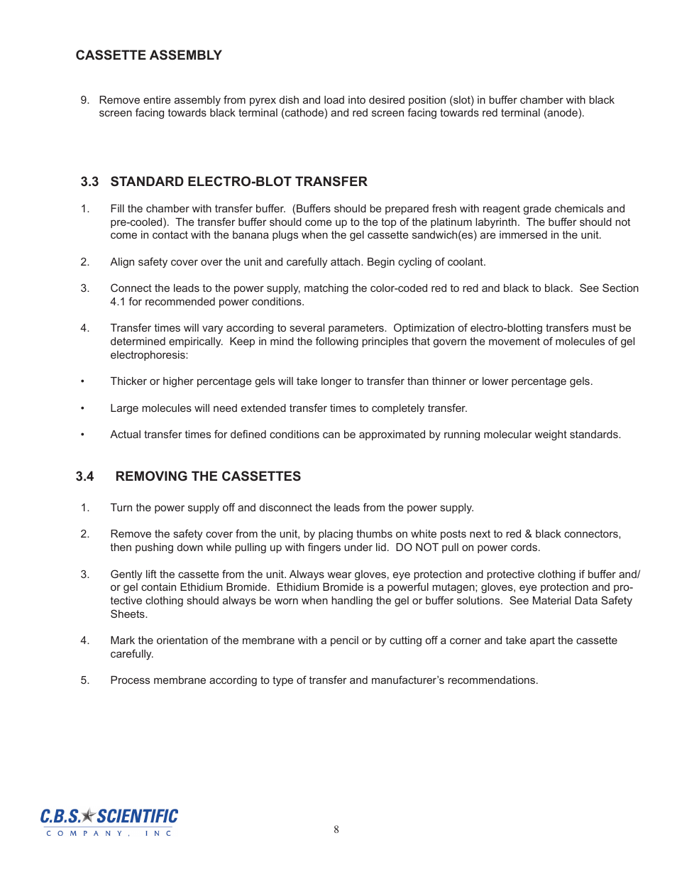 C.B.S. Scientific EBU-222 User Manual | Page 8 / 12