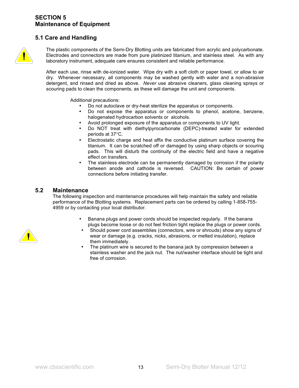 C.B.S. Scientific EBU-6000 User Manual | Page 13 / 16