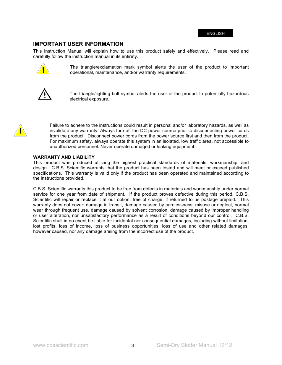 C.B.S. Scientific EBU-6000 User Manual | Page 3 / 16