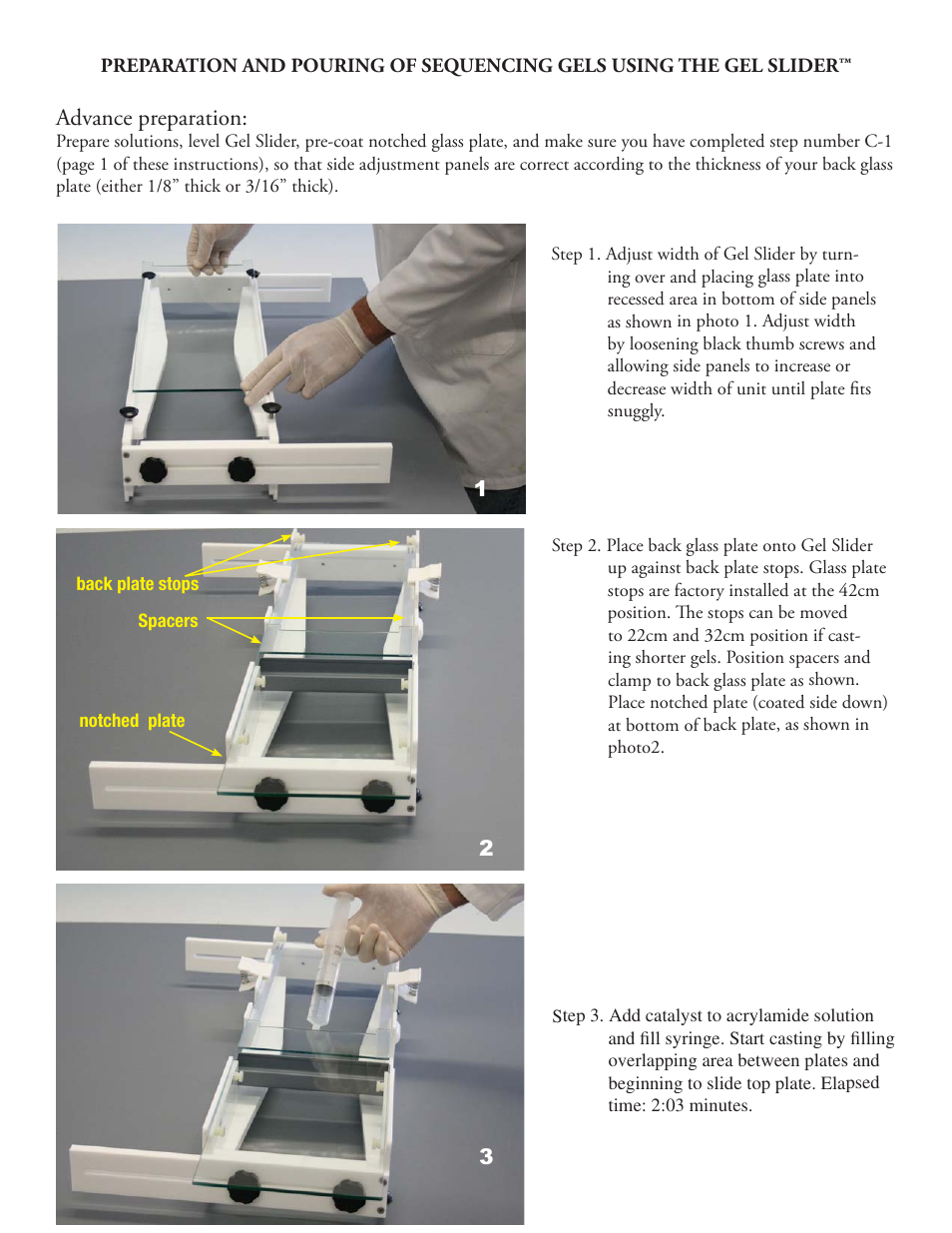 Advance preparation | C.B.S. Scientific GSL-1001 User Manual | Page 3 / 7