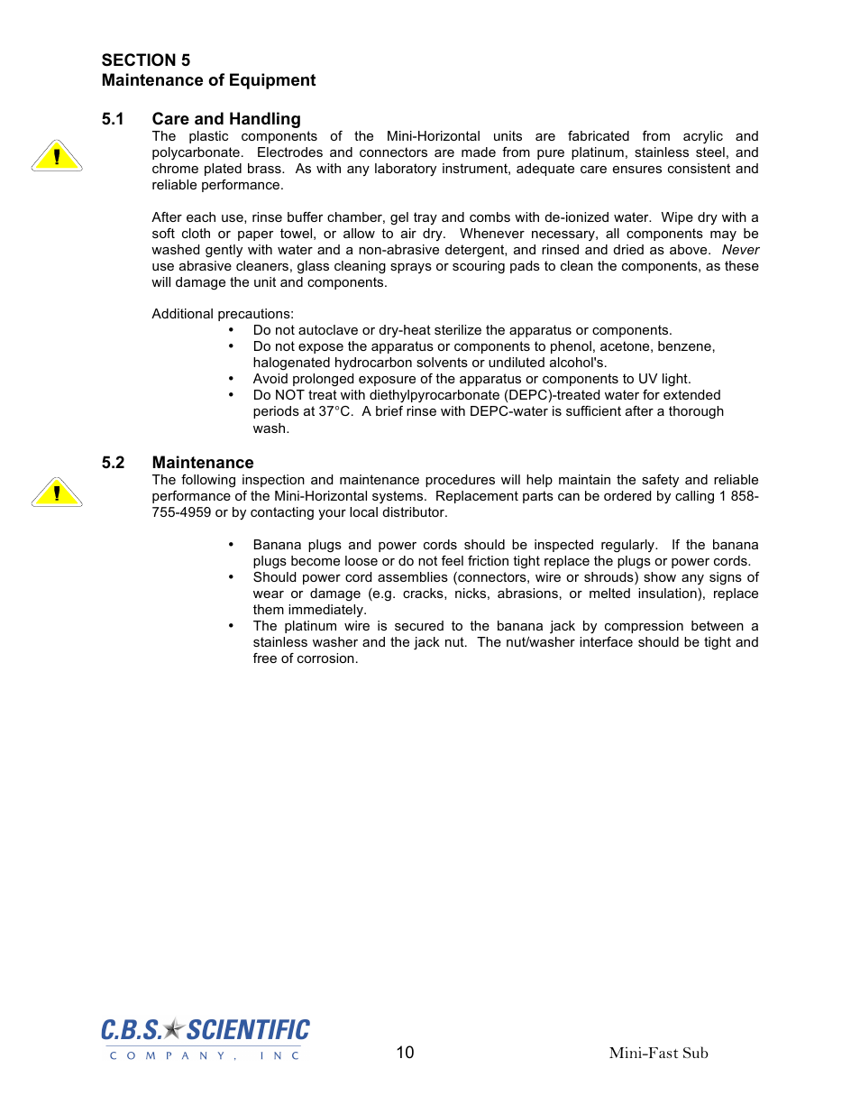 C.B.S. Scientific MGU-303 User Manual | Page 10 / 12