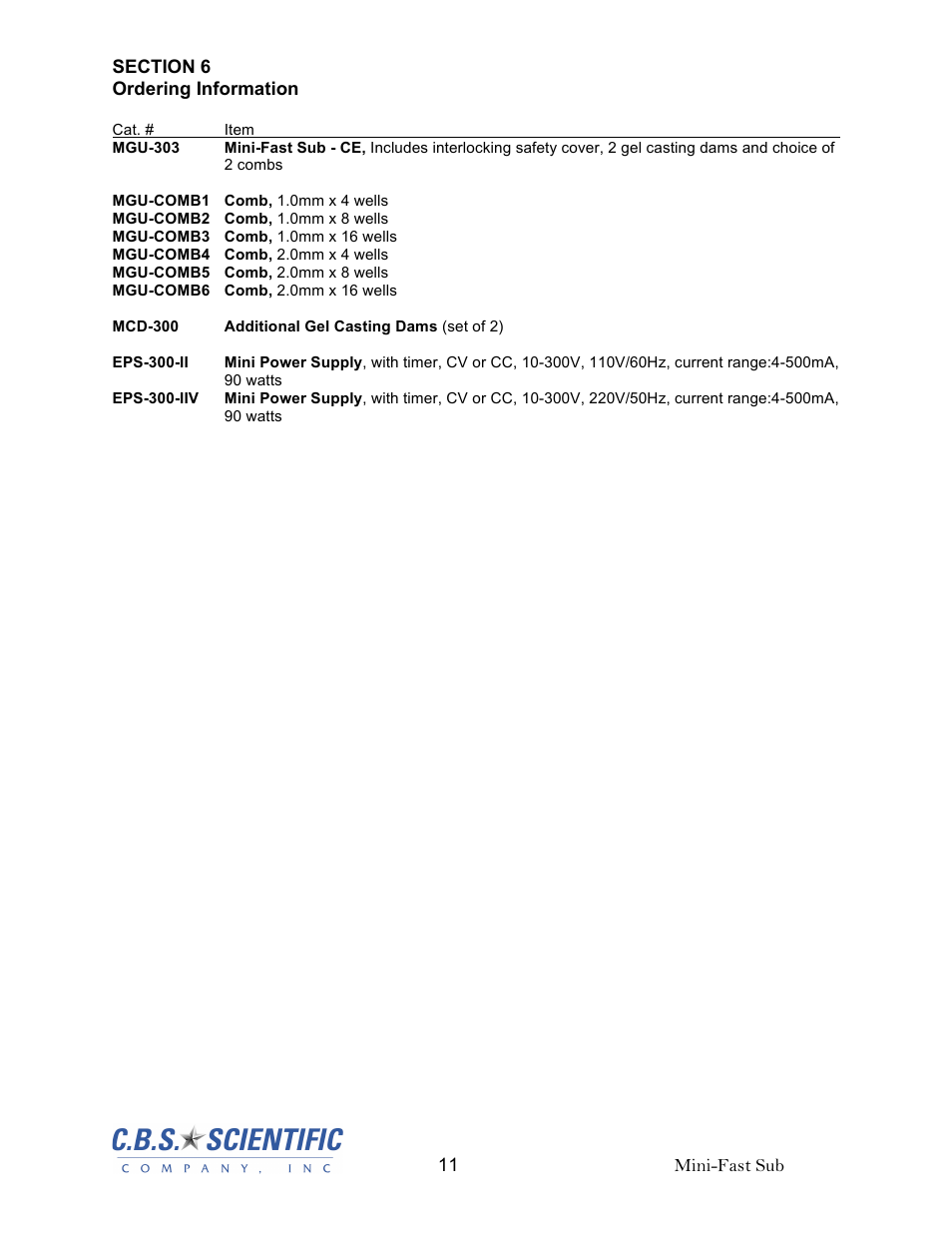 C.B.S. Scientific MGU-303 User Manual | Page 11 / 12