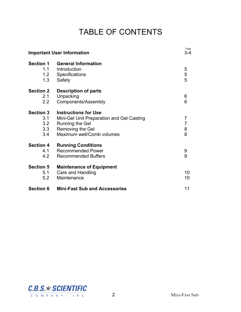 C.B.S. Scientific MGU-303 User Manual | Page 2 / 12