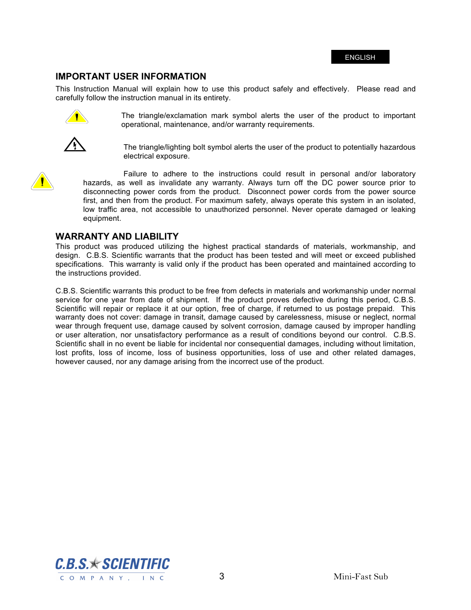 C.B.S. Scientific MGU-303 User Manual | Page 3 / 12