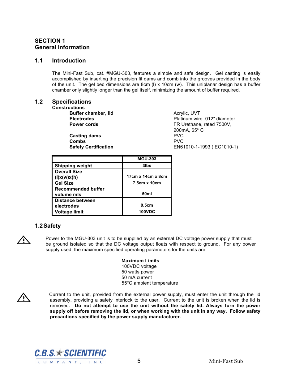 C.B.S. Scientific MGU-303 User Manual | Page 5 / 12