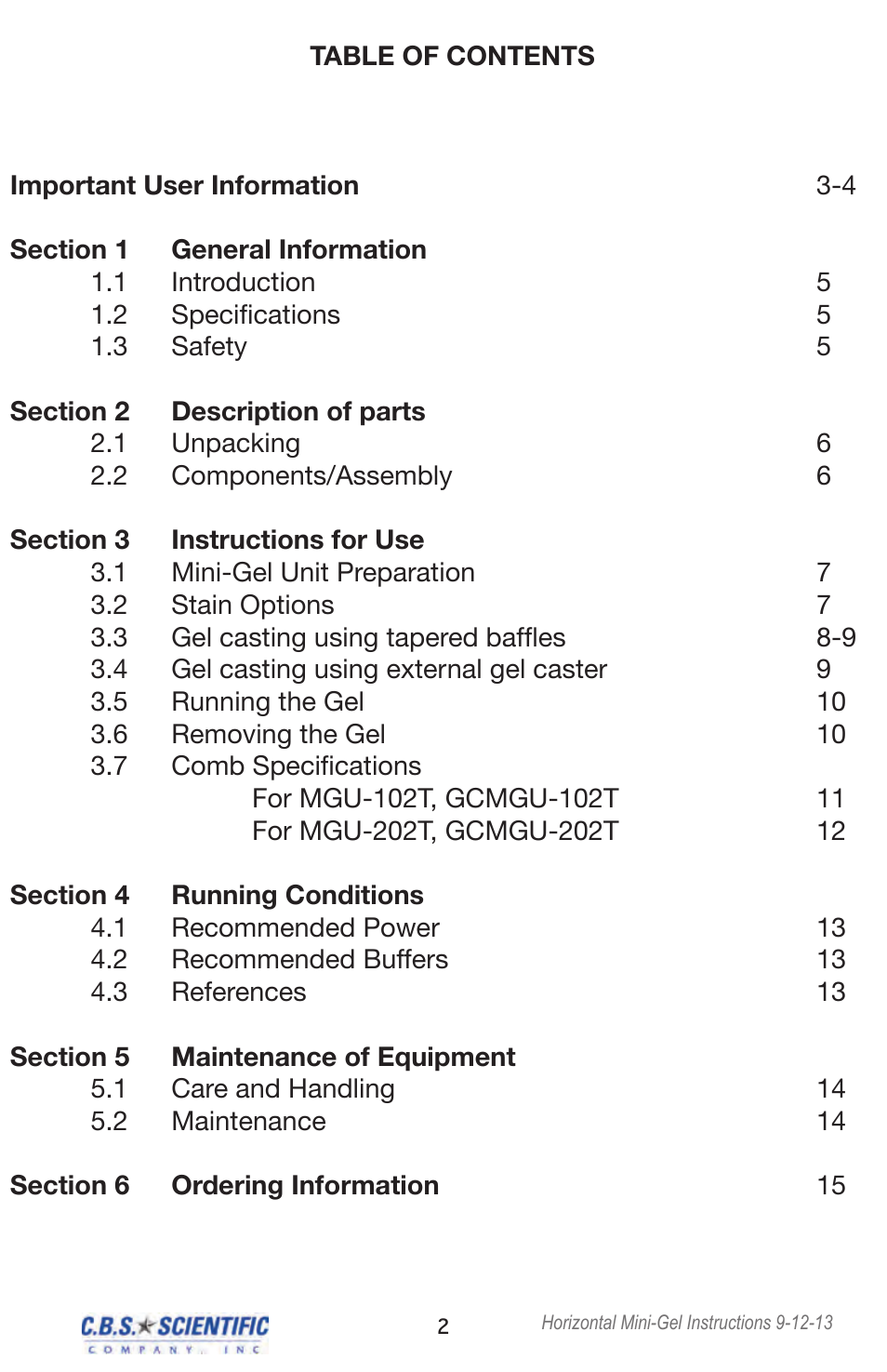 C.B.S. Scientific GCMGU-202T User Manual | Page 2 / 16