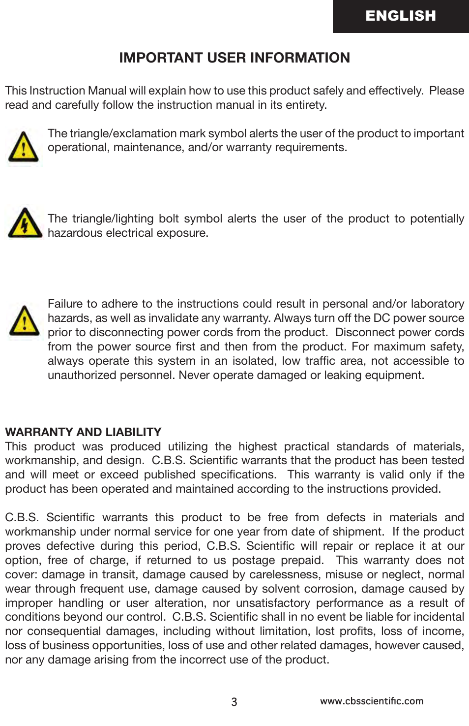 C.B.S. Scientific GCMGU-202T User Manual | Page 3 / 16