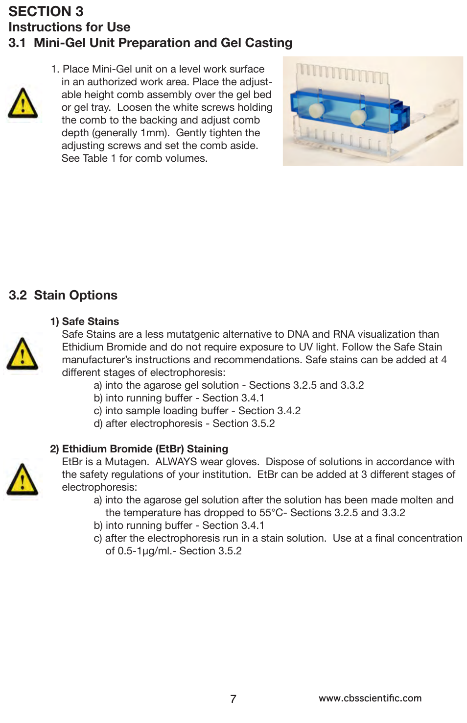 2 stain options | C.B.S. Scientific MGU-202T-FL User Manual | Page 7 / 16