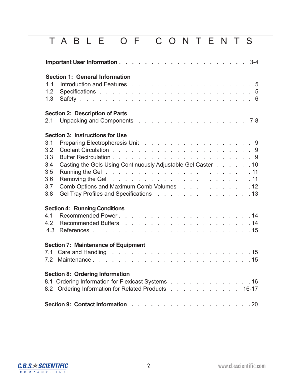 C.B.S. Scientific WSGE-014 User Manual | Page 2 / 20