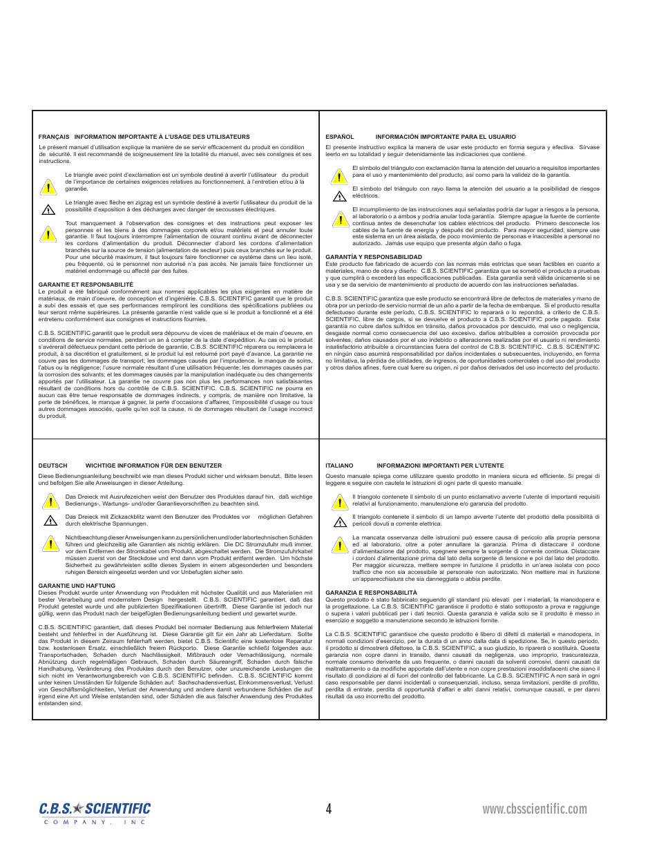 C.B.S. Scientific WSGE-014 User Manual | Page 4 / 20