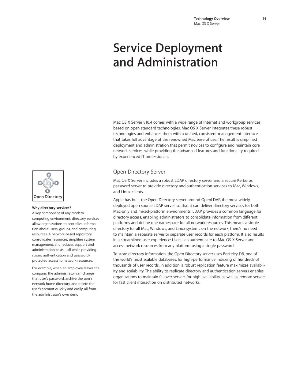 Service deployment and administration | Apple Mac OS X Server Ver 10.4 User Manual | Page 14 / 35