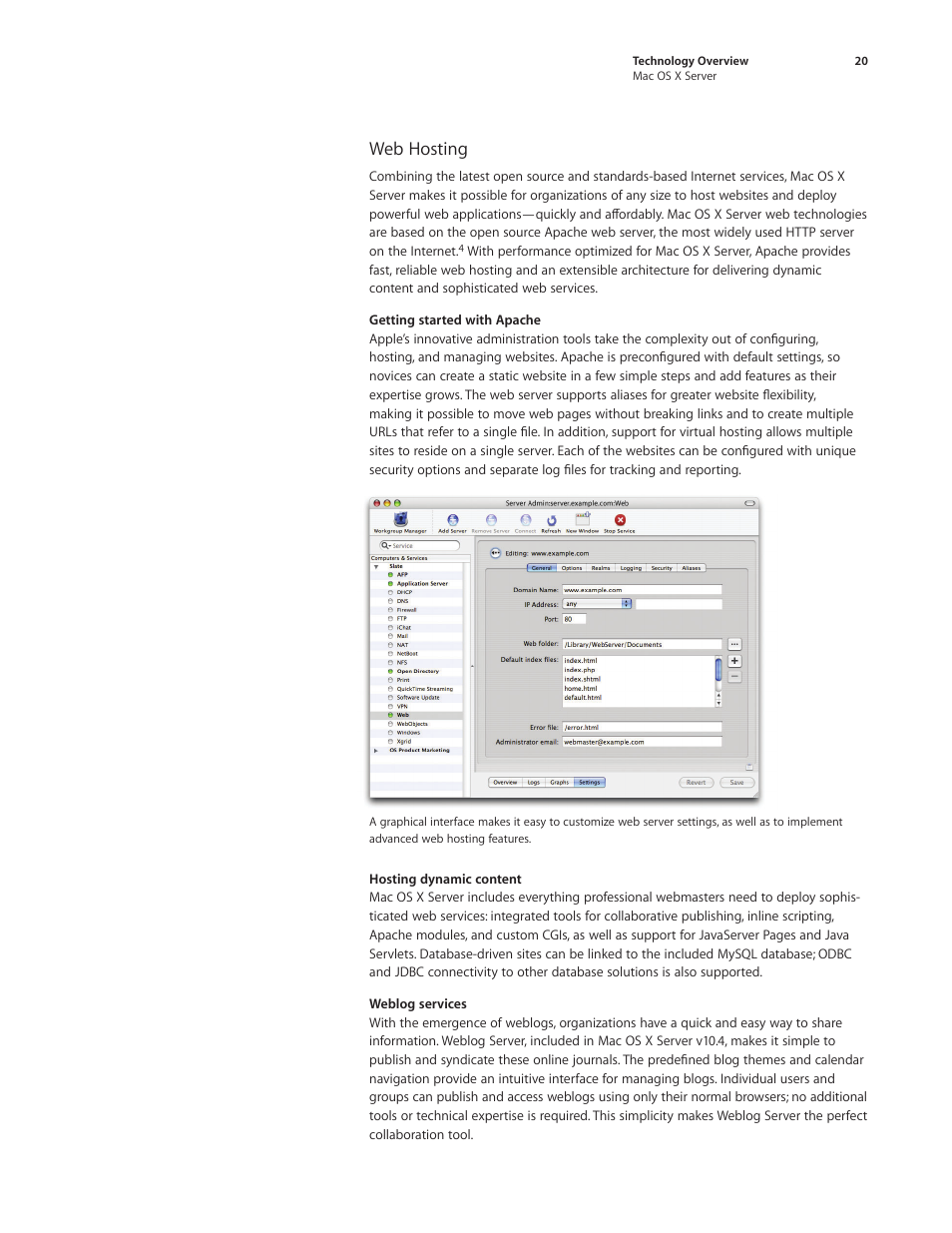 Web hosting | Apple Mac OS X Server Ver 10.4 User Manual | Page 20 / 35