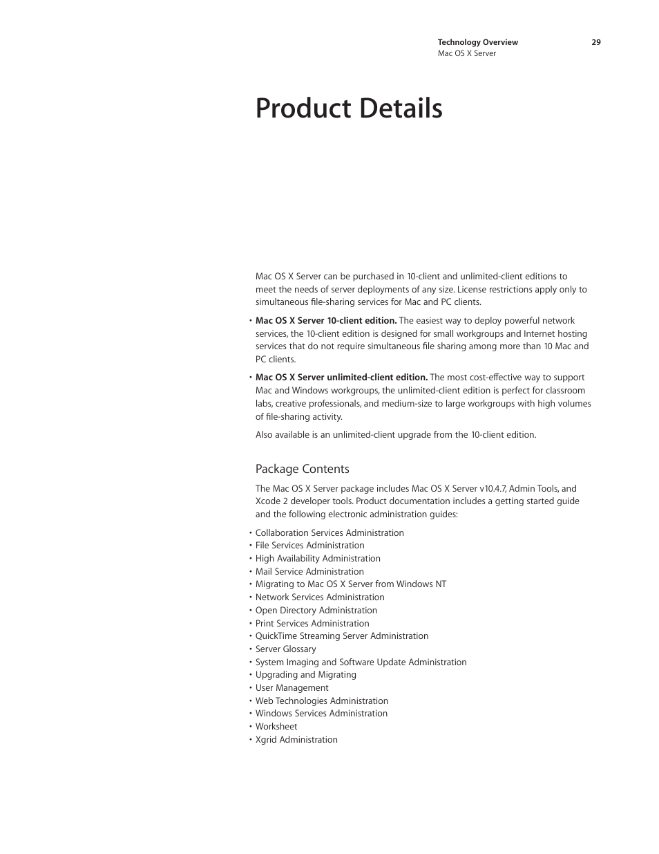 Product details | Apple Mac OS X Server Ver 10.4 User Manual | Page 29 / 35
