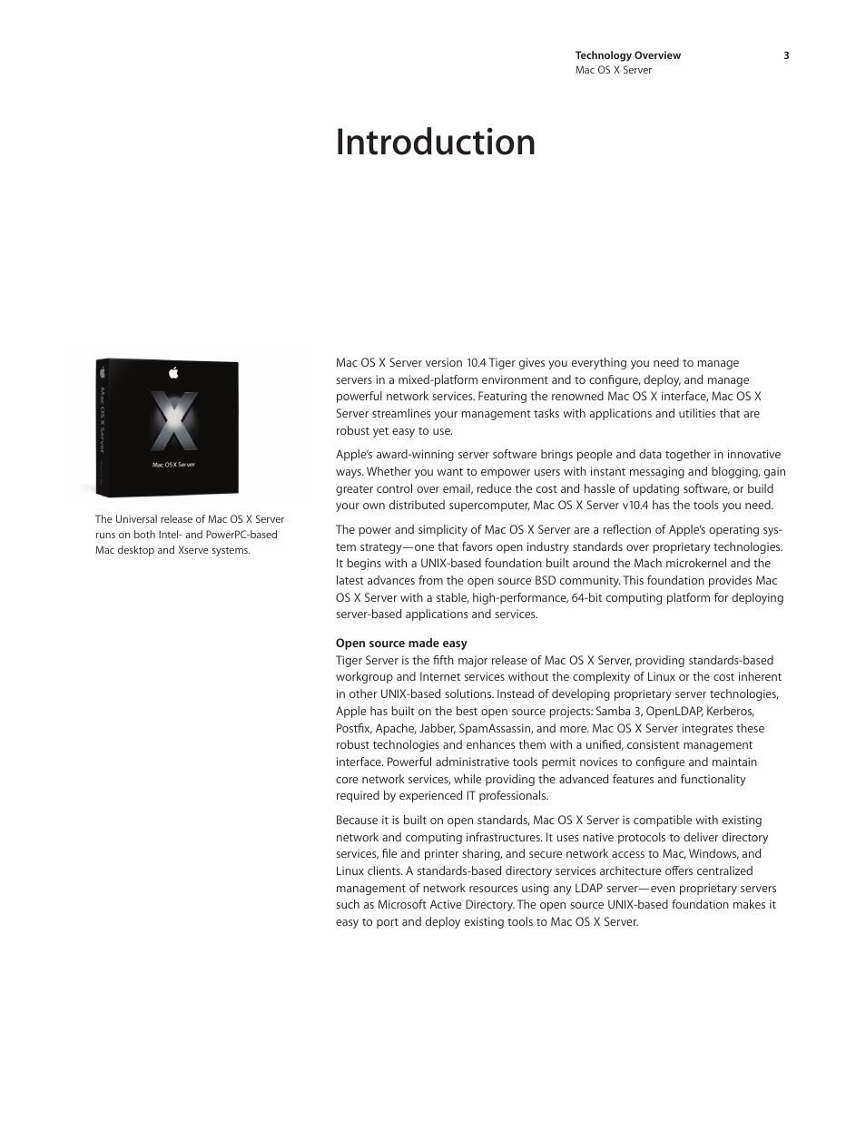 Introduction | Apple Mac OS X Server Ver 10.4 User Manual | Page 3 / 35