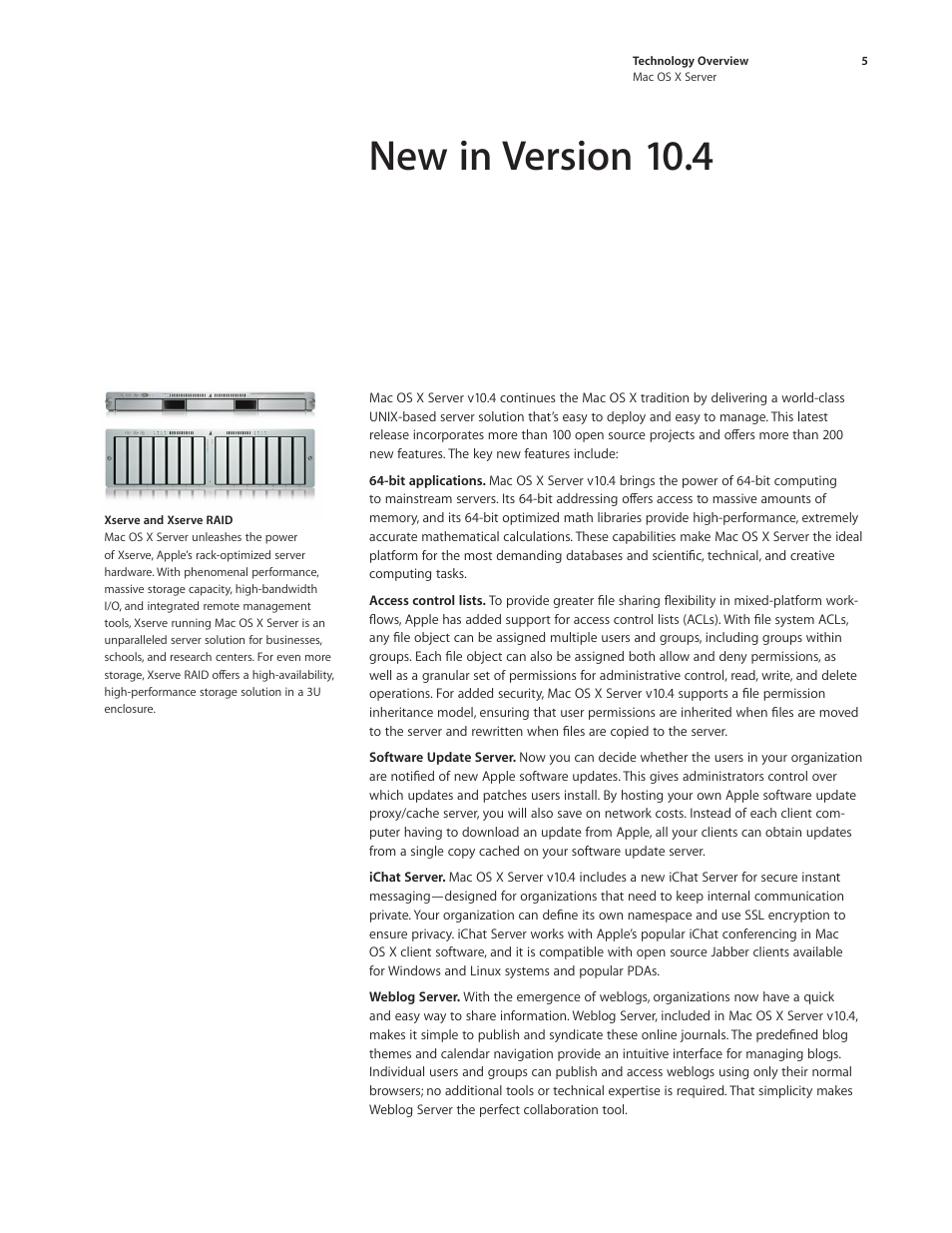 New in version 10.4 | Apple Mac OS X Server Ver 10.4 User Manual | Page 5 / 35